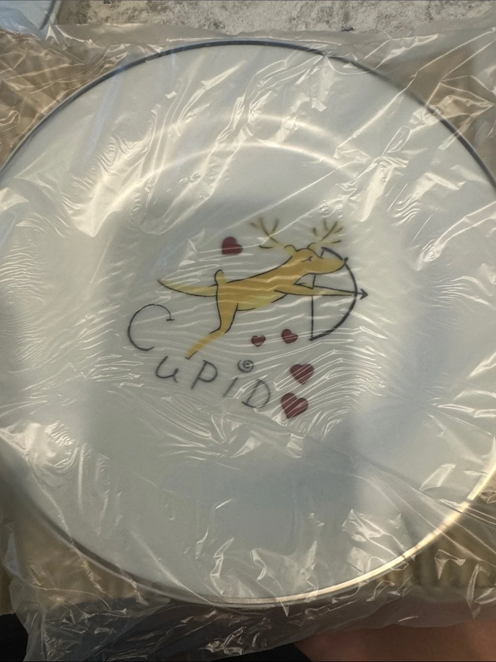 ** NEW ** Pottery Barn Set of 4 Neutral Reindeer Dessert Plate Set - Cream Box